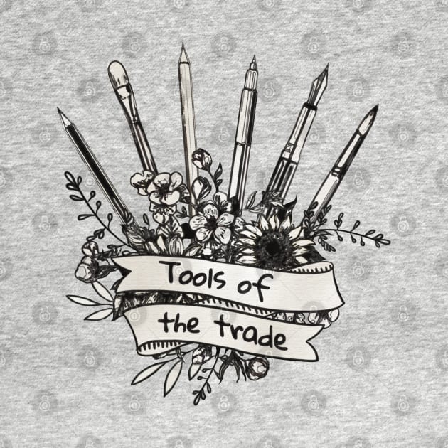 Tools of trade for artist, drawing, painting, writer and poet by Collagedream